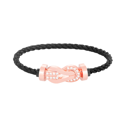[Shinejoy]CHANCE LARGE 8 FIGURE BUCKLE HALF DIAMOND BRACELET ROSE GOLD