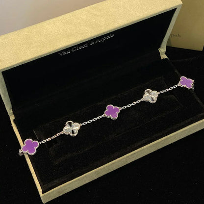 [⭐Shinejoy] COLLECTION BRACELETS TRÈFLE 5 MOTIFS VIOLETS