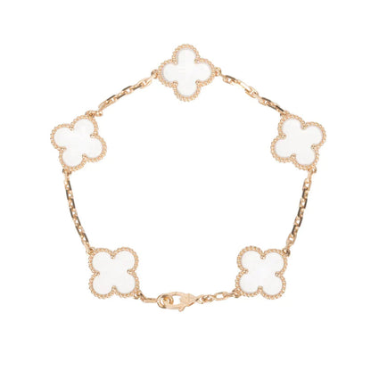 [⭐Shinejoy]CLOVER 5 MOTIF ROCK CRYSTAL BRACELET