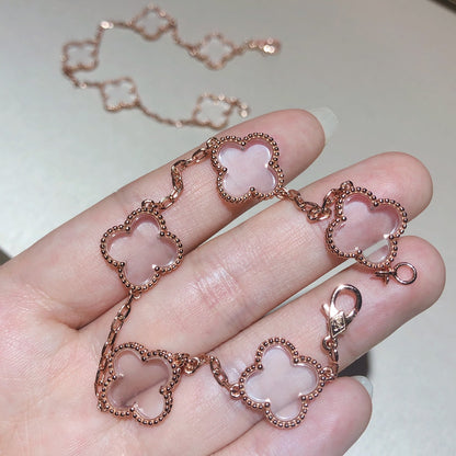 [⭐Shinejoy]CLOVER 5 MOTIF ROCK CRYSTAL BRACELET