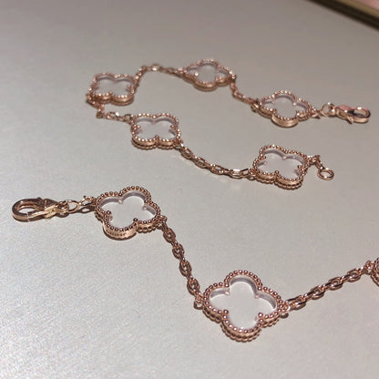 [⭐Shinejoy]CLOVER 5 MOTIF ROCK CRYSTAL BRACELET