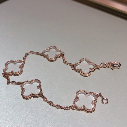 [⭐Shinejoy]CLOVER 5 MOTIF ROCK CRYSTAL BRACELET