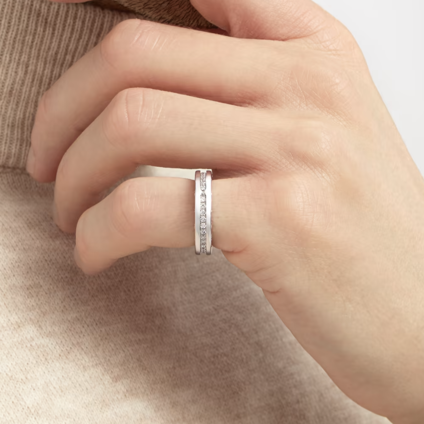 [Shinejoy]ZERO 1 ONE-BAND PAVED DIAMONDS ON THE SPIRAL RING