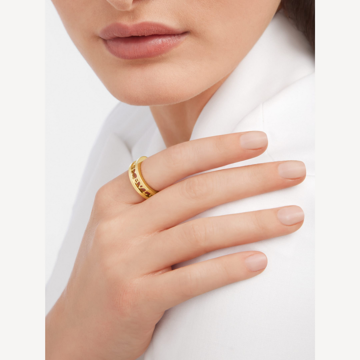 [Shinejoy]ZERO 1 ONE-BAND WITH OPENWORK LOGO SPIRAL RING