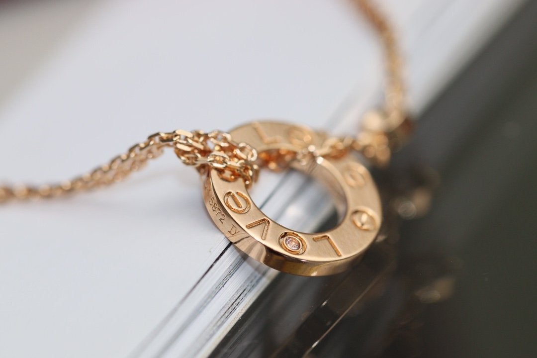 [Shinejoy]LOVE NECKLACE ADJUSTABLE ROSE GOLD 2 DIAMOND