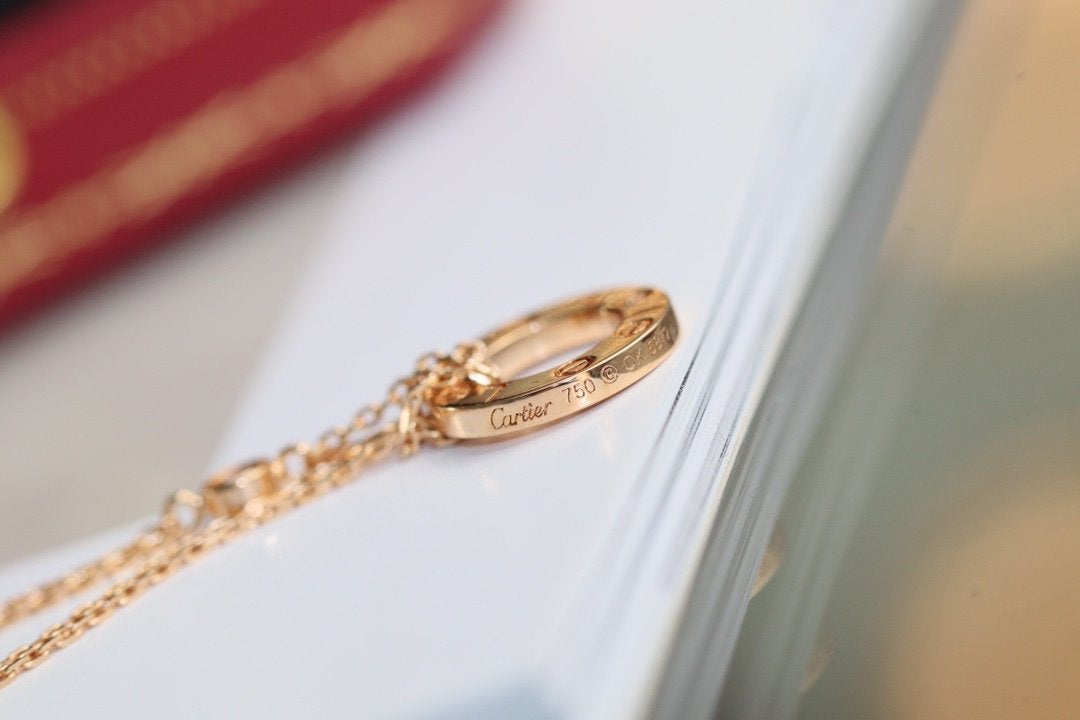 [Shinejoy]LOVE NECKLACE ADJUSTABLE ROSE GOLD 2 DIAMOND