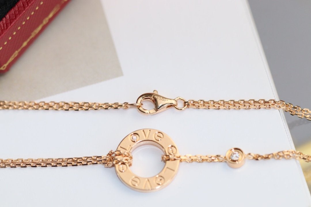 [Shinejoy]LOVE NECKLACE ADJUSTABLE ROSE GOLD 2 DIAMOND