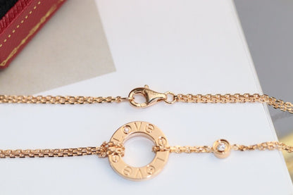 [Shinejoy]LOVE NECKLACE ADJUSTABLE ROSE GOLD 2 DIAMOND