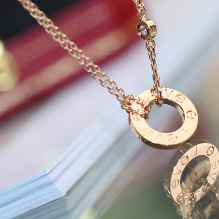 [Shinejoy]LOVE NECKLACE ADJUSTABLE ROSE GOLD 2 DIAMOND