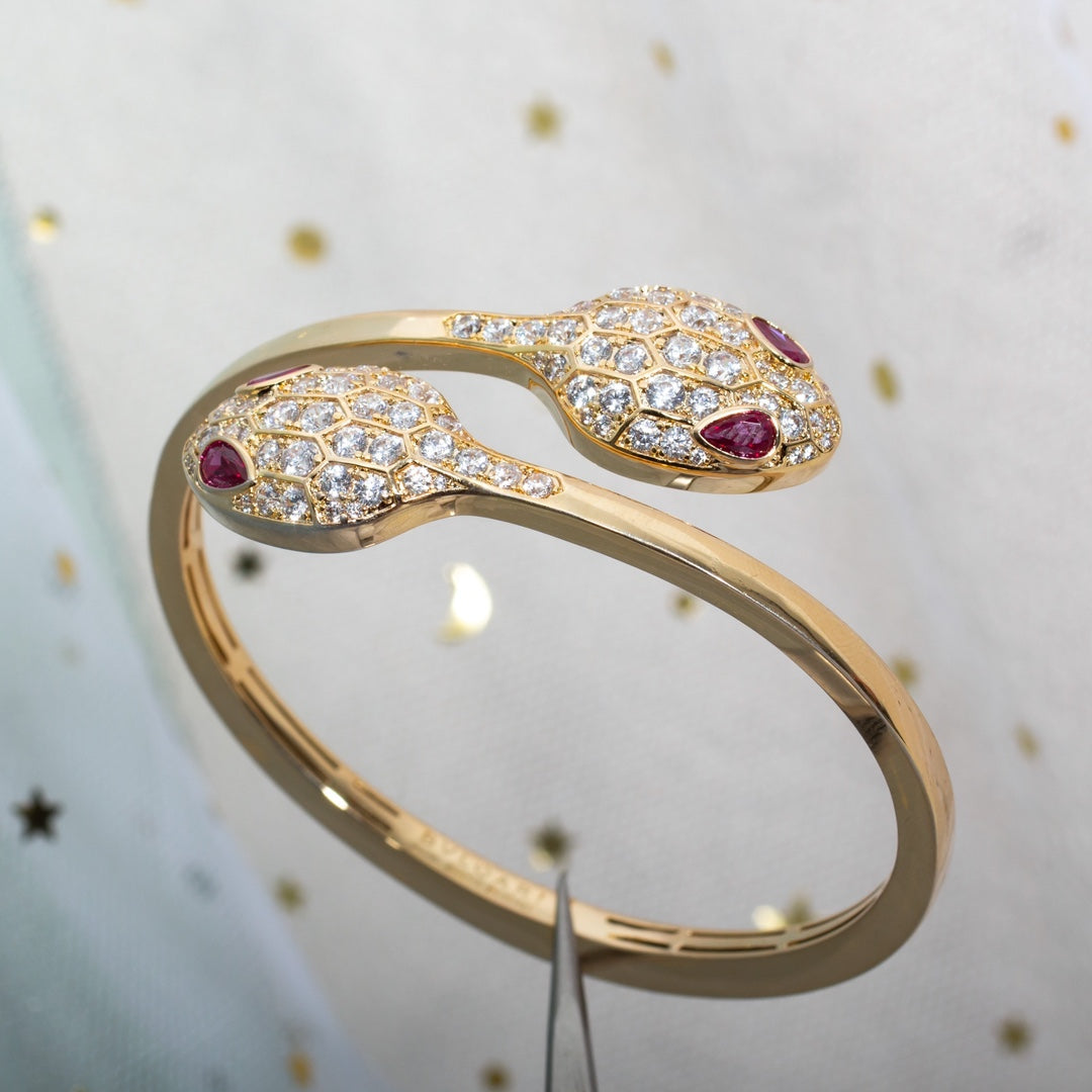 [Shinejoy]SERPENTI BRACELET PINK GOLD DIAMOND DOUBLE SNAKE