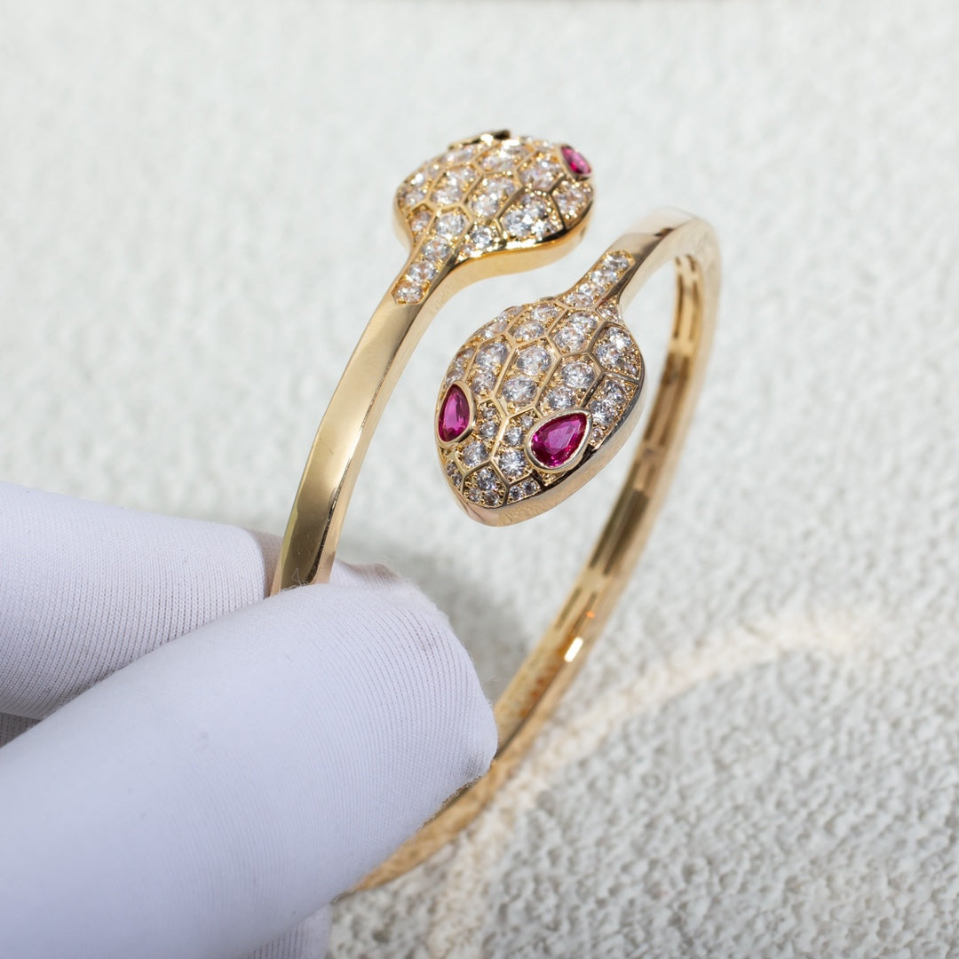 [Shinejoy]SERPENTI BRACELET PINK GOLD DIAMOND DOUBLE SNAKE