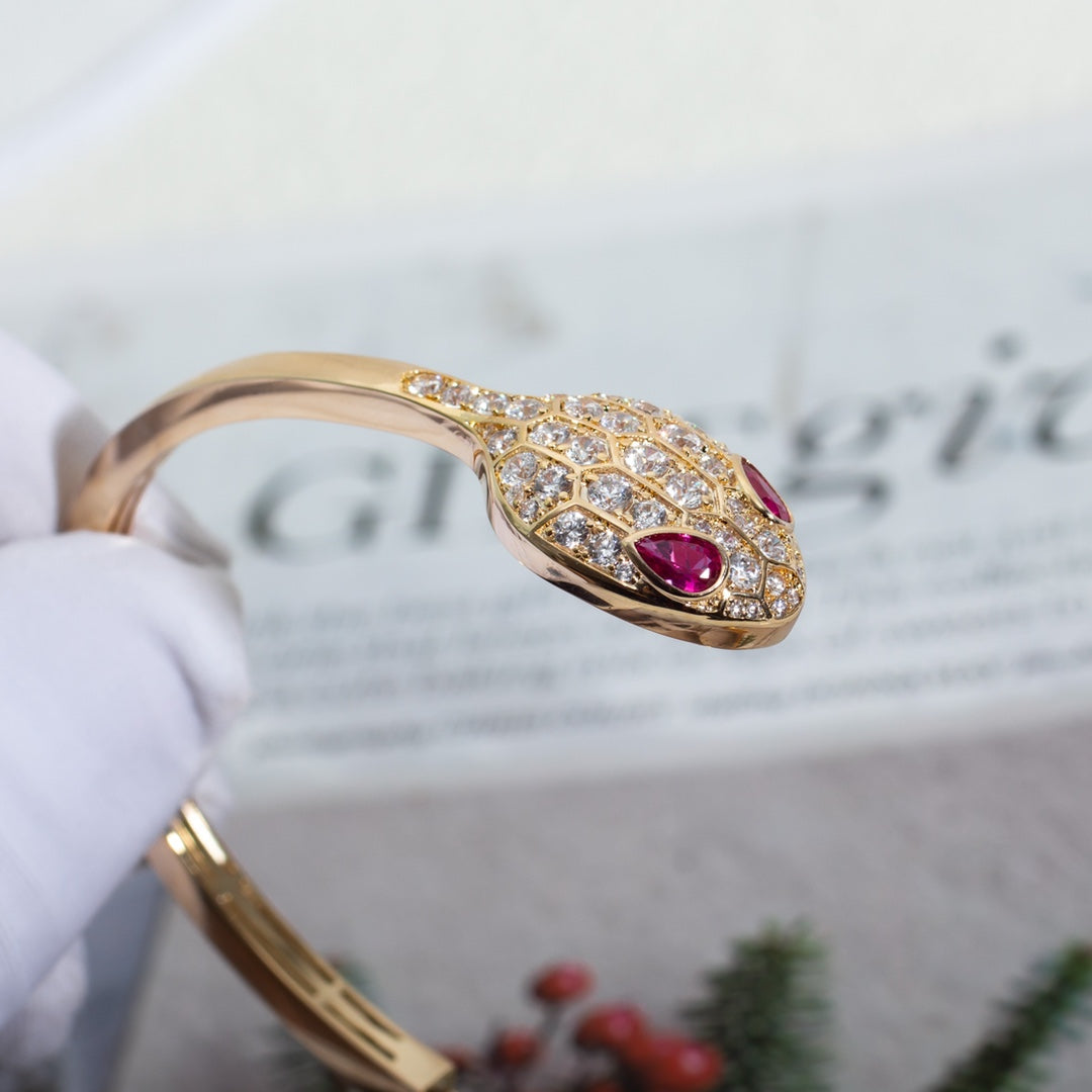 [Shinejoy]SERPENTI BRACELET PINK GOLD DIAMOND DOUBLE SNAKE