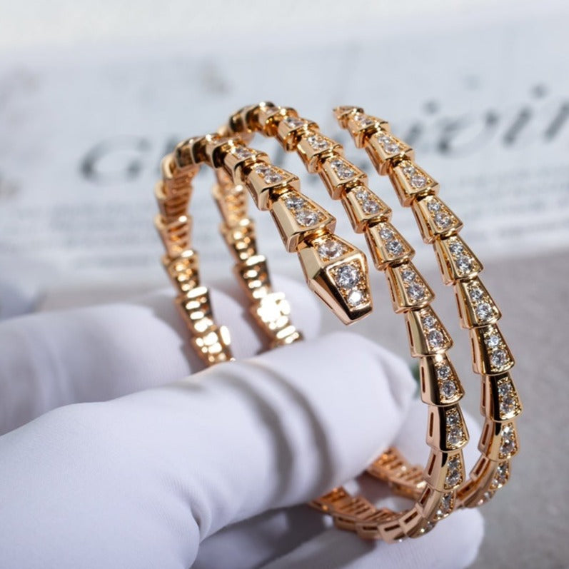 [Shinejoy]SERPENTI BRACELET PINK GOLD DIAMOND DOUBLE ROW