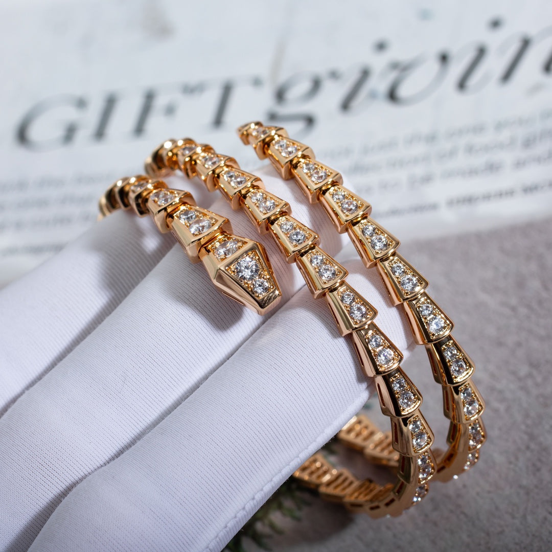 [Shinejoy]SERPENTI BRACELET PINK GOLD DIAMOND DOUBLE ROW