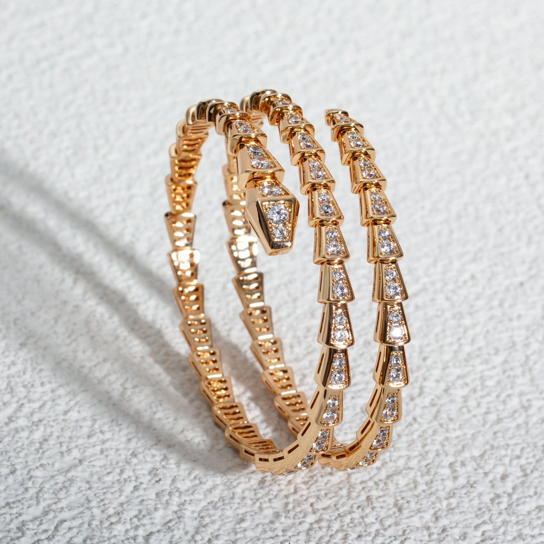[Shinejoy]SERPENTI BRACELET PINK GOLD DIAMOND DOUBLE ROW