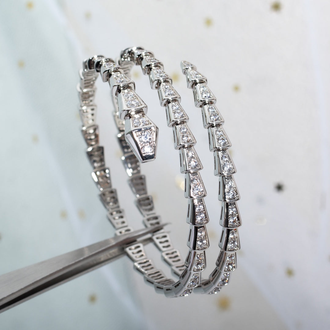 [Shinejoy]SERPENTI BRACELET SILVER DIAMOND DOUBLE ROW