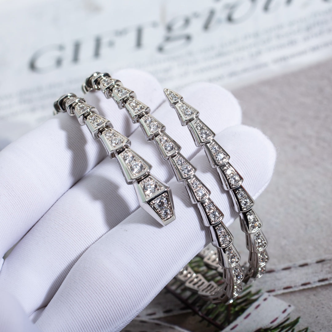 [Shinejoy]SERPENTI BRACELET SILVER DIAMOND DOUBLE ROW