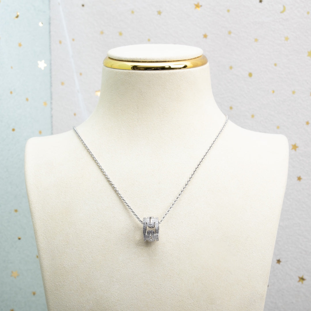 [Shinejoy]PARENTESI NECKLACE SILVER DIAMOND