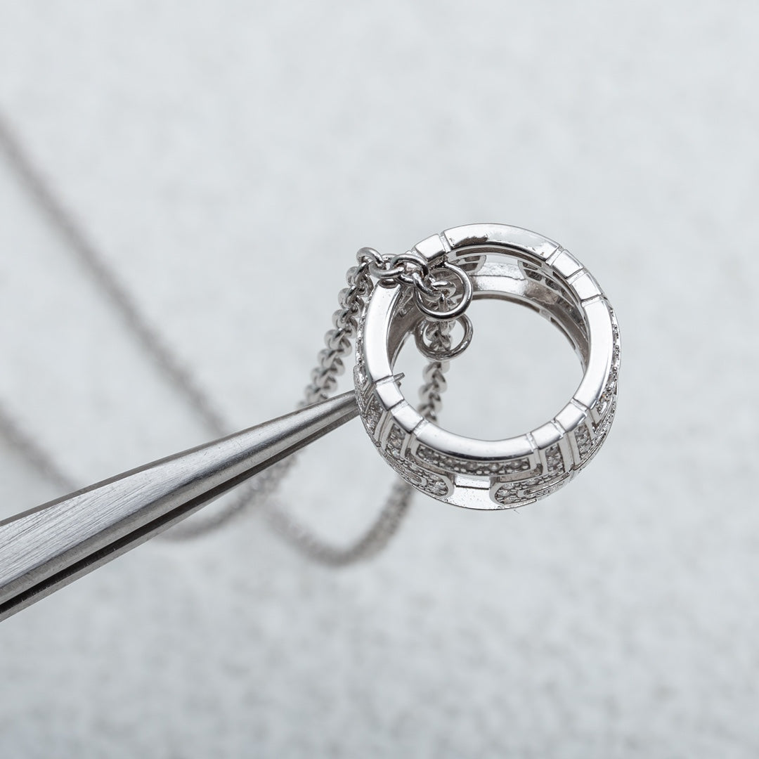 [Shinejoy]PARENTESI NECKLACE SILVER DIAMOND