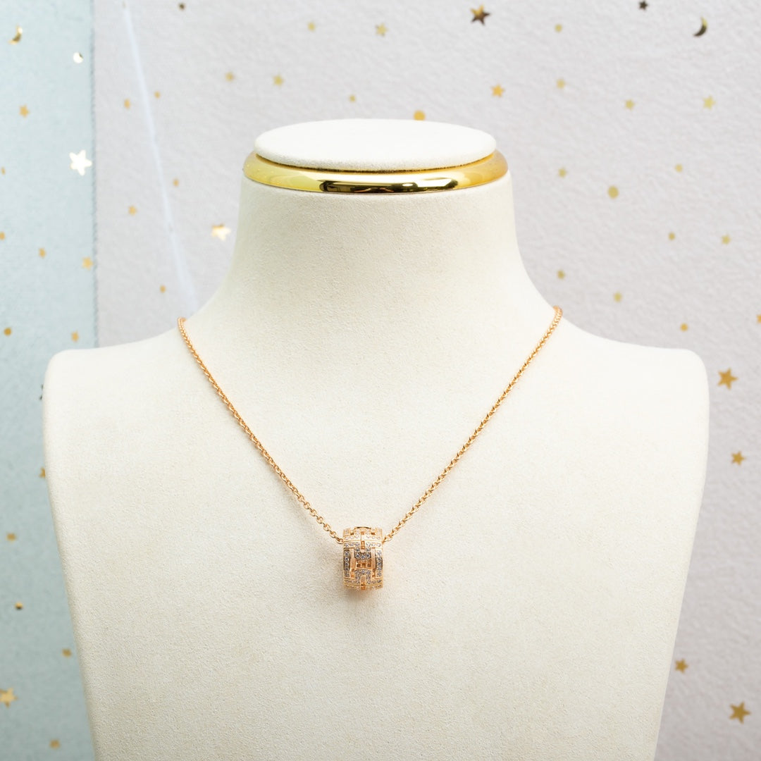 [Shinejoy]PARENTESI NECKLACE PINK GOLD DIAMOND