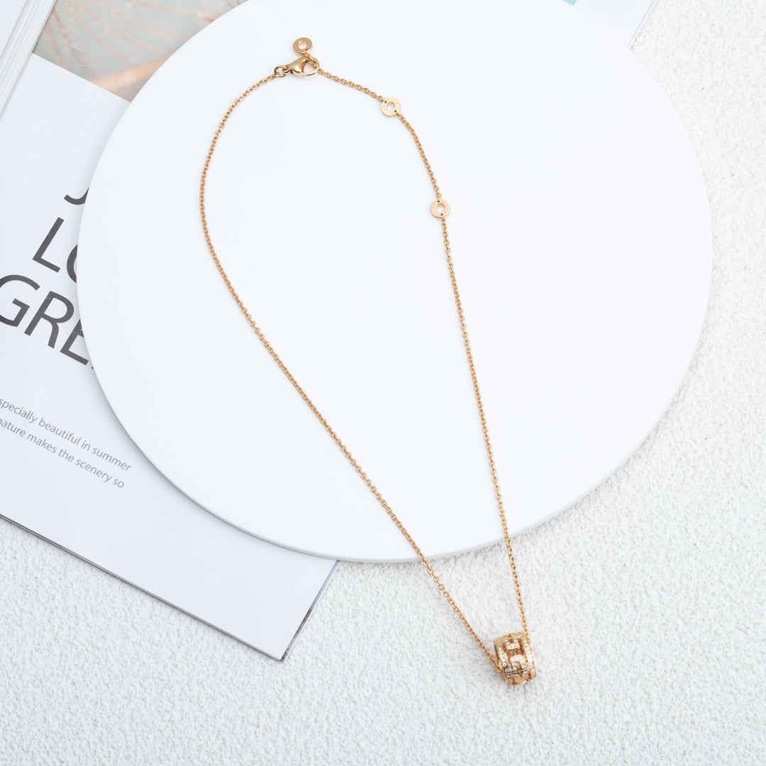 [Shinejoy]PARENTESI NECKLACE PINK GOLD DIAMOND