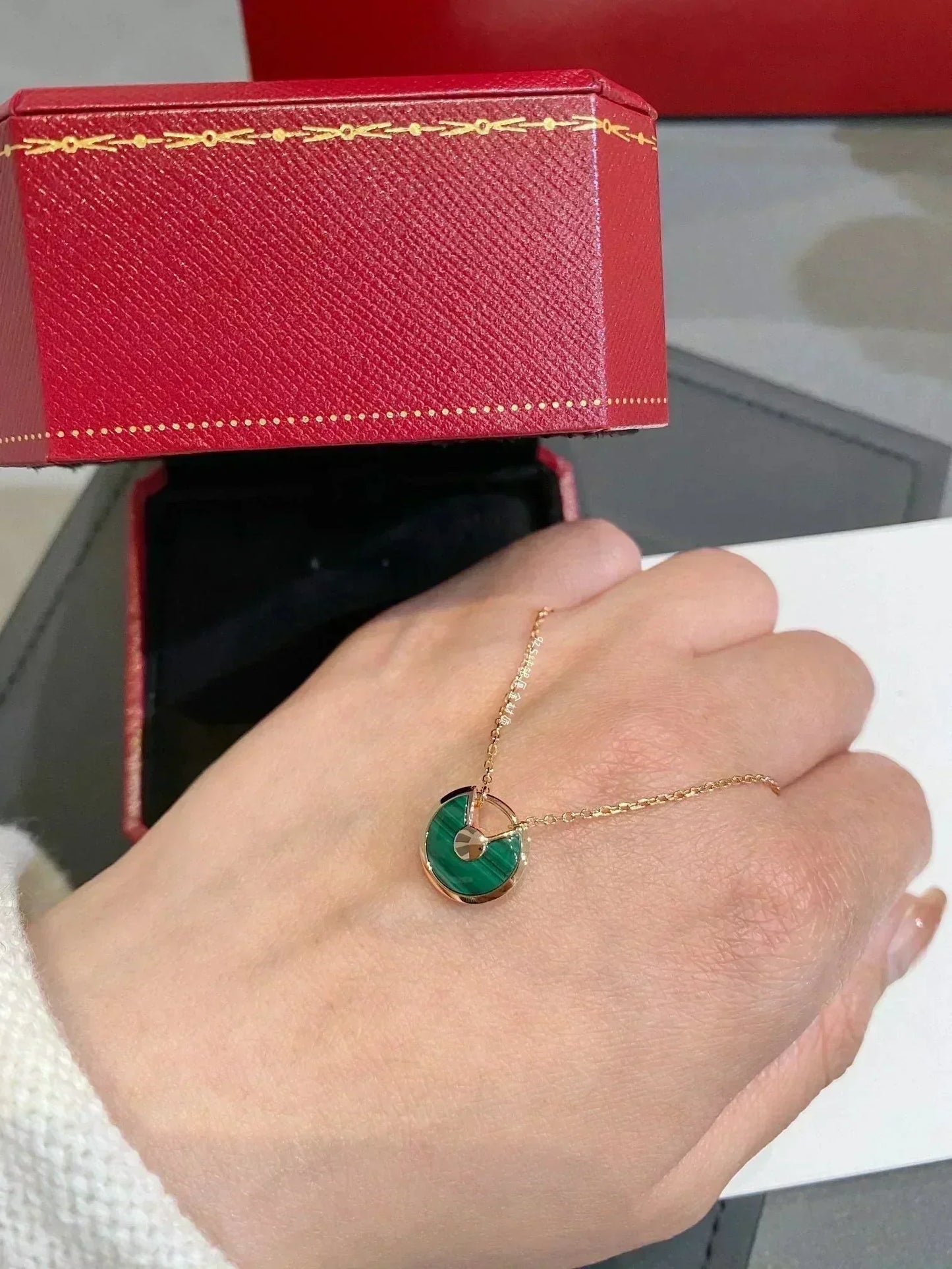[Shinejoy]AMULETTE ROSE GOLD MALACHITE NECKLACE