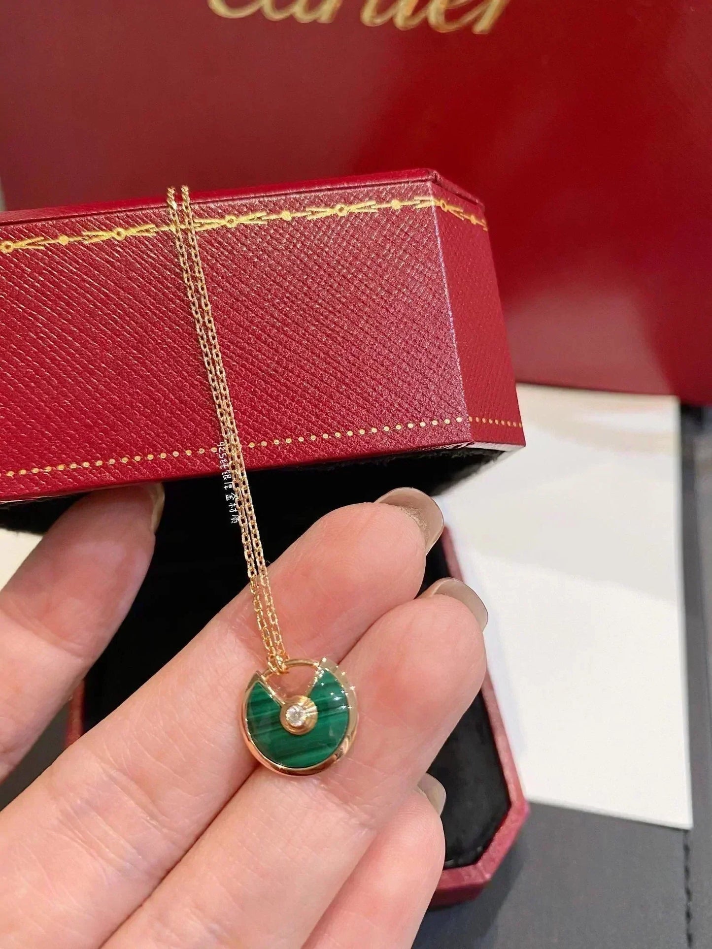 [Shinejoy]AMULETTE ROSE GOLD MALACHITE NECKLACE