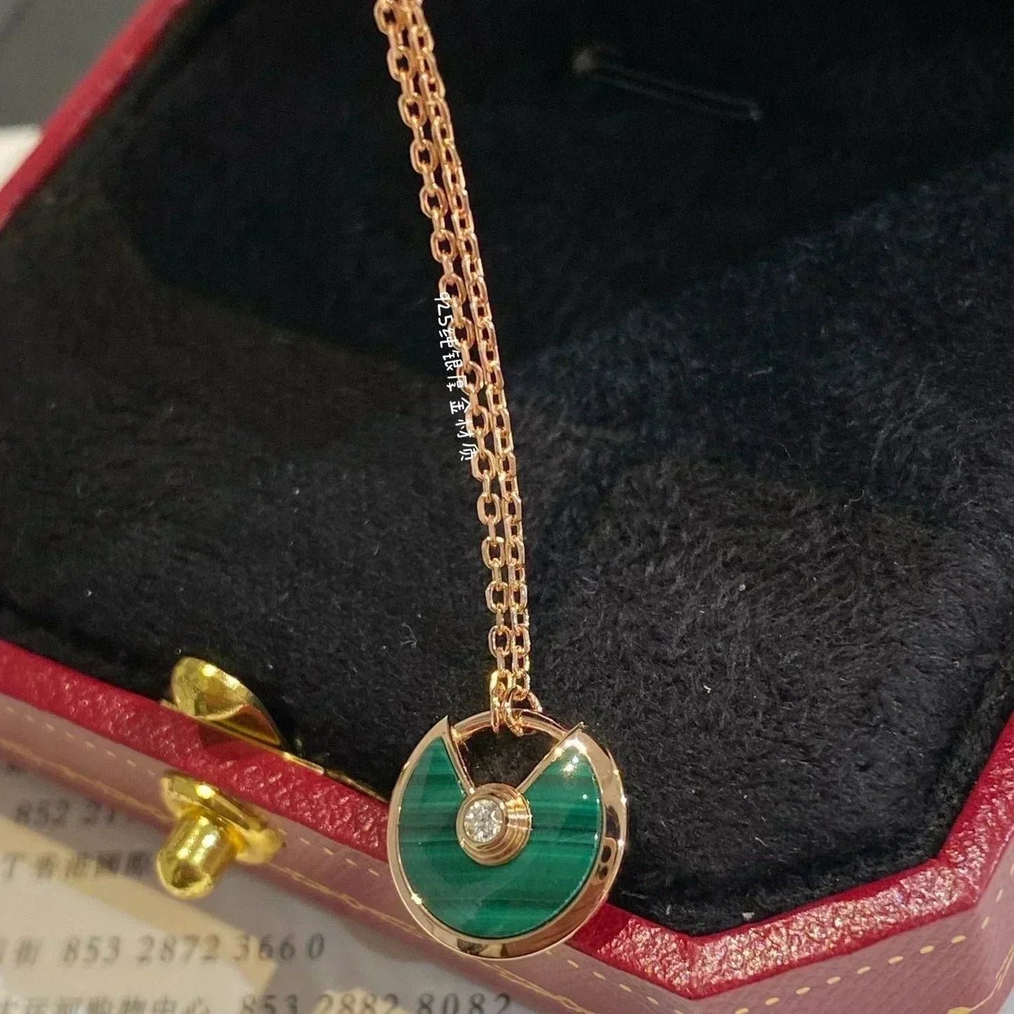 [Shinejoy]AMULETTE ROSE GOLD MALACHITE NECKLACE