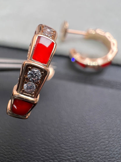 [Shinejoy]SERPENTI CARNELIAN PINK GOLD EARRINGS