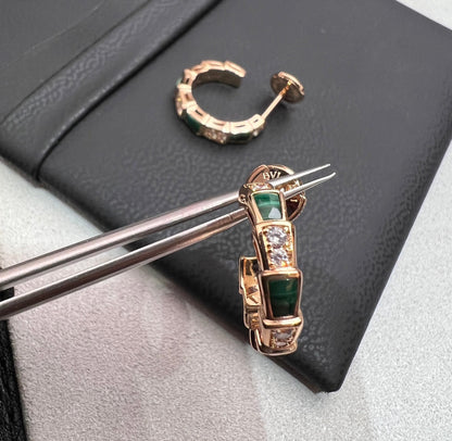 [Shinejoy]SERPENTI MALACHITE PINK GOLD EARRINGS