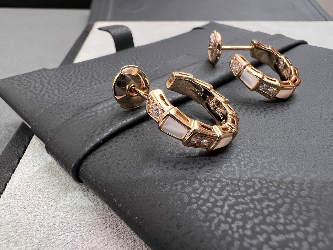 [Shinejoy]SERPENTI MOP PINK GOLD EARRINGS