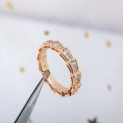 [Shinejoy]SERPENTI RING PINK GOLD DIAMOND PAVED 3MM
