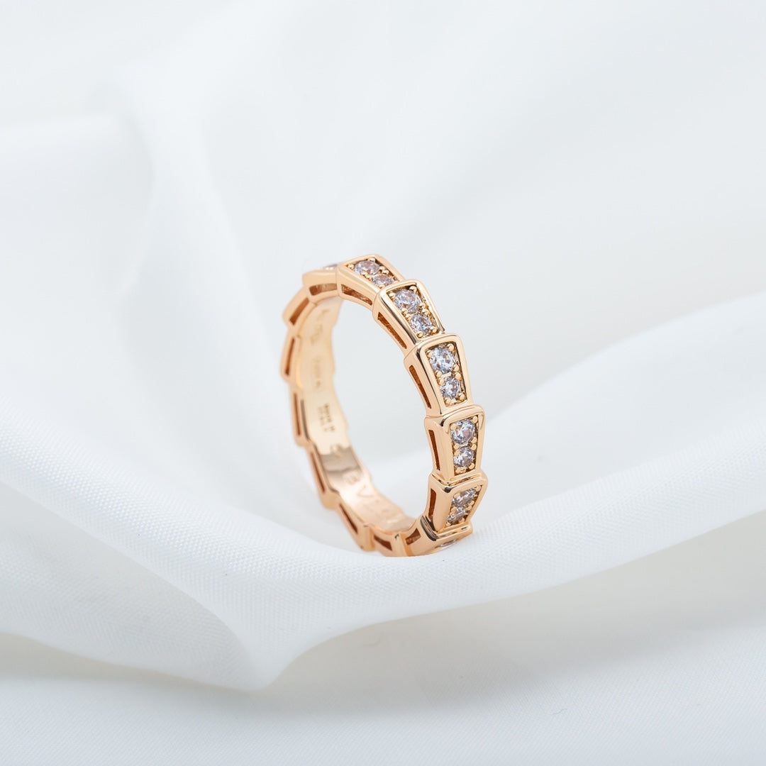 [Shinejoy]SERPENTI RING PINK GOLD DIAMOND PAVED 3MM