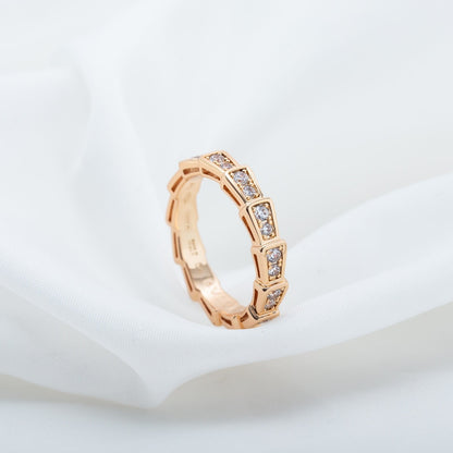 [Shinejoy]SERPENTI RING PINK GOLD DIAMOND PAVED 3MM
