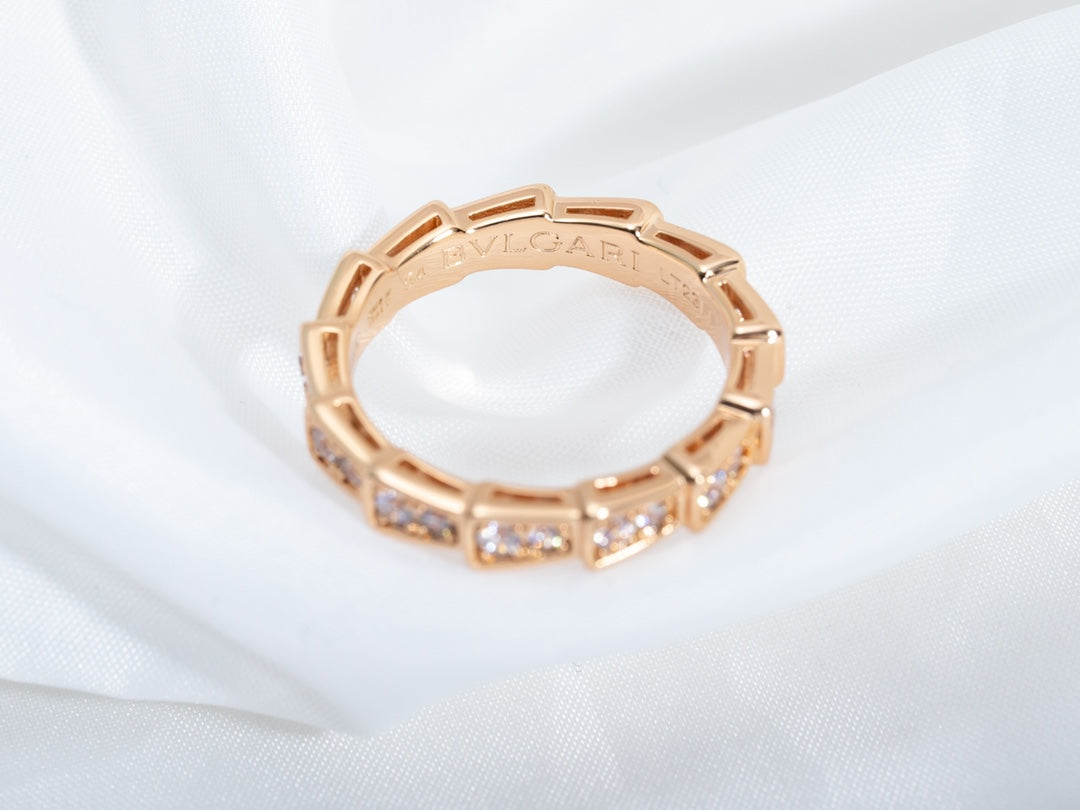 [Shinejoy]SERPENTI RING PINK GOLD DIAMOND PAVED 3MM