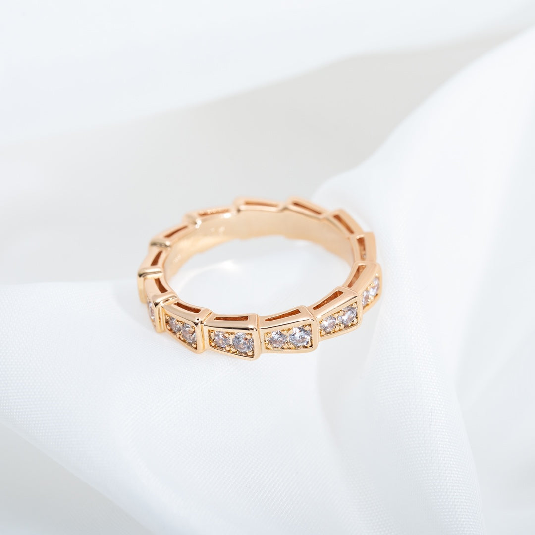 [Shinejoy]SERPENTI RING PINK GOLD DIAMOND PAVED 3MM