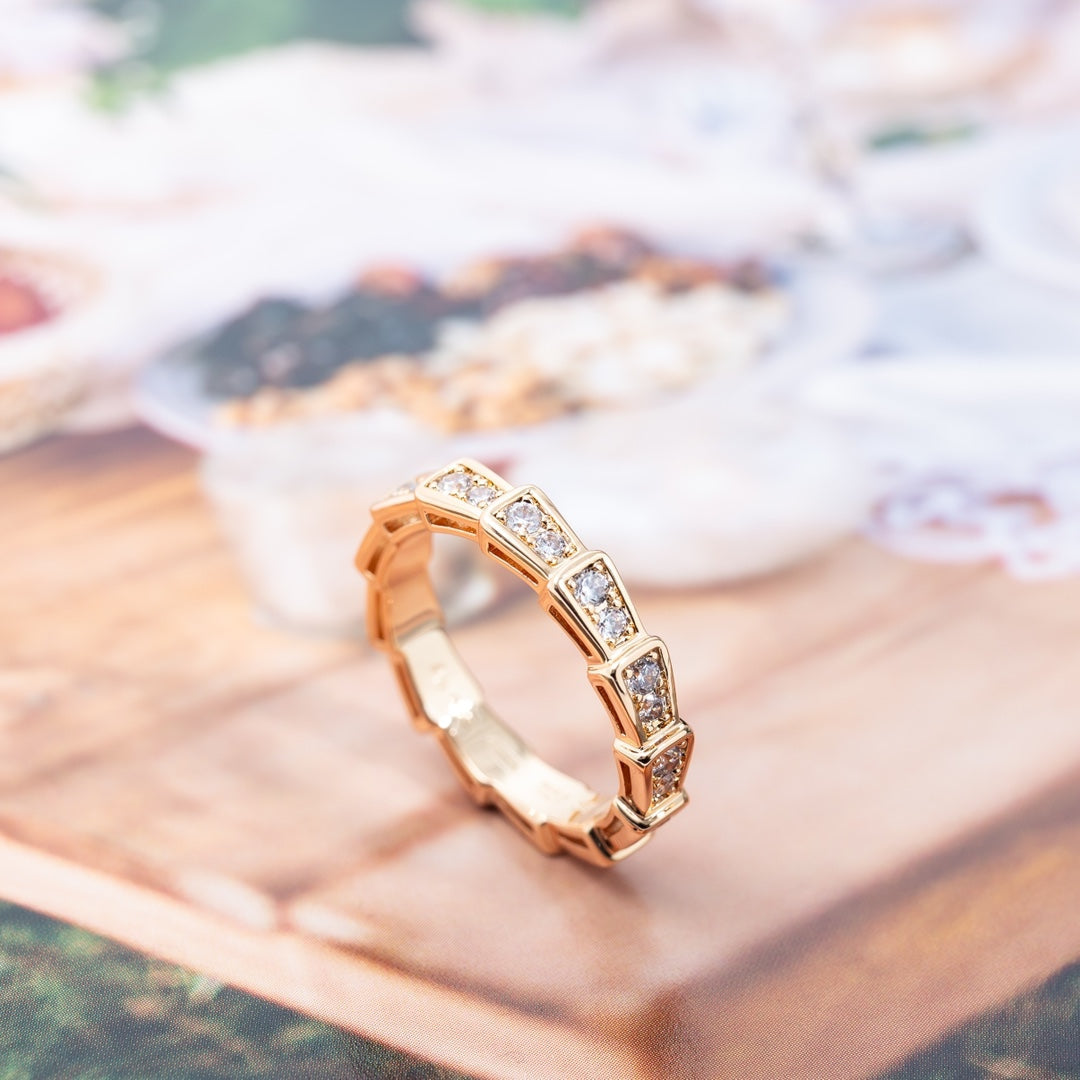 [Shinejoy]SERPENTI RING PINK GOLD DIAMOND PAVED 3MM