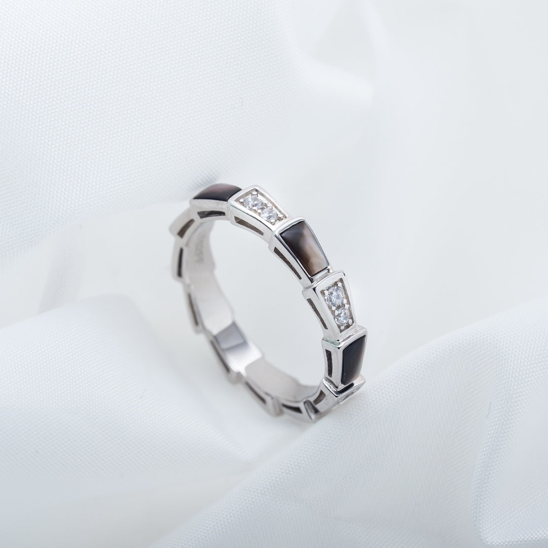 [Shinejoy]SERPENTI RING SILVER  DIAMOND BLACK MOP 3MM