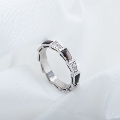 [Shinejoy]SERPENTI RING SILVER  DIAMOND BLACK MOP 3MM