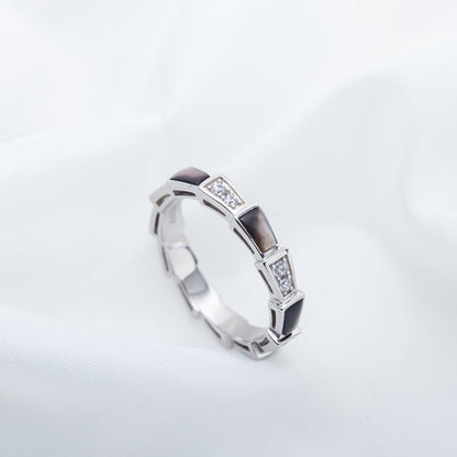[Shinejoy]SERPENTI RING SILVER  DIAMOND BLACK MOP 3MM