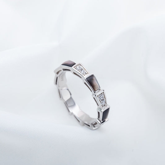 [Shinejoy]SERPENTI RING SILVER  DIAMOND BLACK MOP 3MM