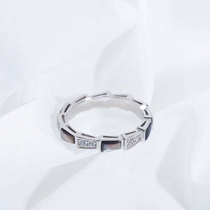 [Shinejoy]SERPENTI RING SILVER  DIAMOND BLACK MOP 3MM