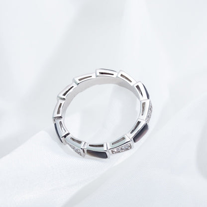 [Shinejoy]SERPENTI RING SILVER  DIAMOND BLACK MOP 3MM