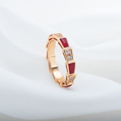 [Shinejoy]SERPENTI RING PINK GOLD CARNELIAN DIAMOND 3MM