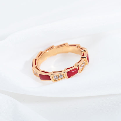 [Shinejoy]SERPENTI RING PINK GOLD CARNELIAN DIAMOND 3MM