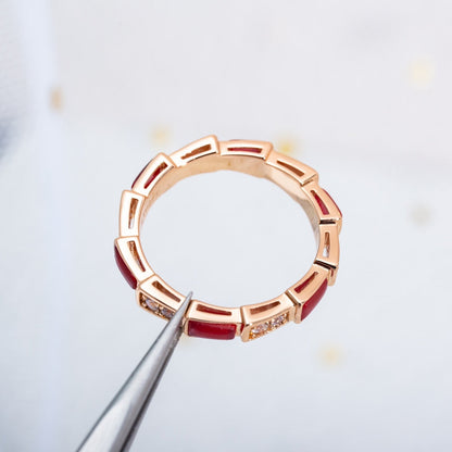 [Shinejoy]SERPENTI RING PINK GOLD CARNELIAN DIAMOND 3MM