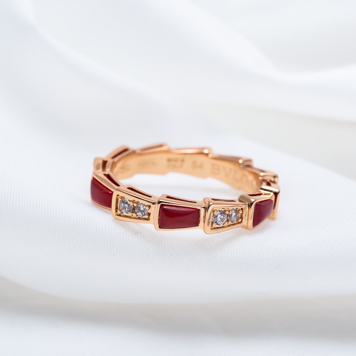 [Shinejoy]SERPENTI RING PINK GOLD CARNELIAN DIAMOND 3MM