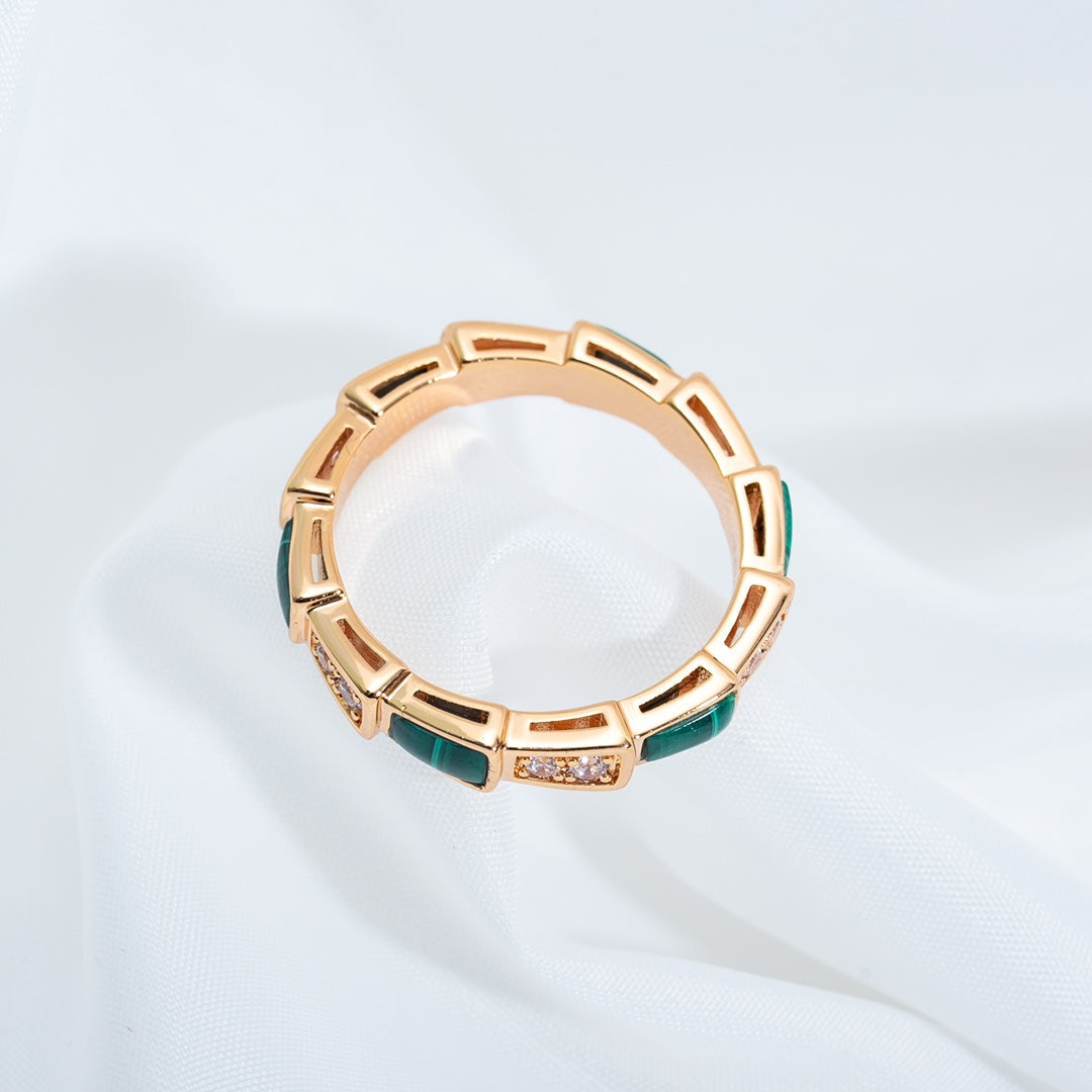 [Shinejoy]SERPENTI RING PINK GOLD MALACHITE DIAMOND 3MM