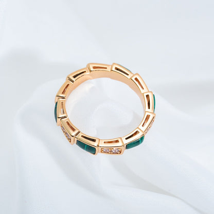 [Shinejoy]SERPENTI RING PINK GOLD MALACHITE DIAMOND 3MM