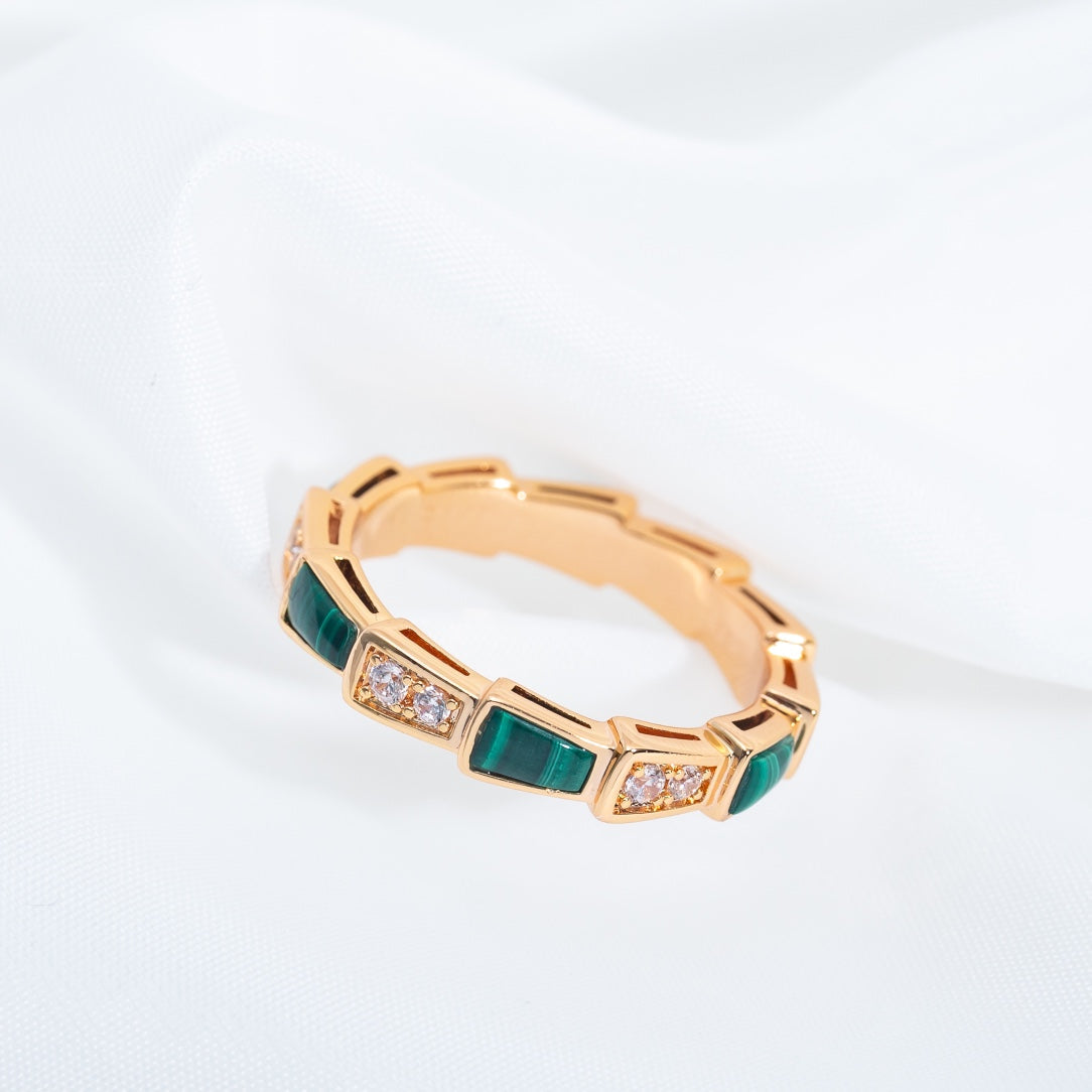[Shinejoy]SERPENTI RING PINK GOLD MALACHITE DIAMOND 3MM